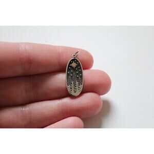 Sterling Silver Pine Tree Charm with Bronze Star Pendant